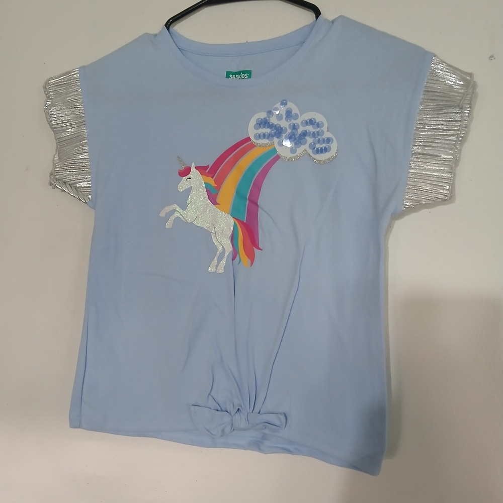 Unicorn Rainbow Kids Tee - Blue (0150)